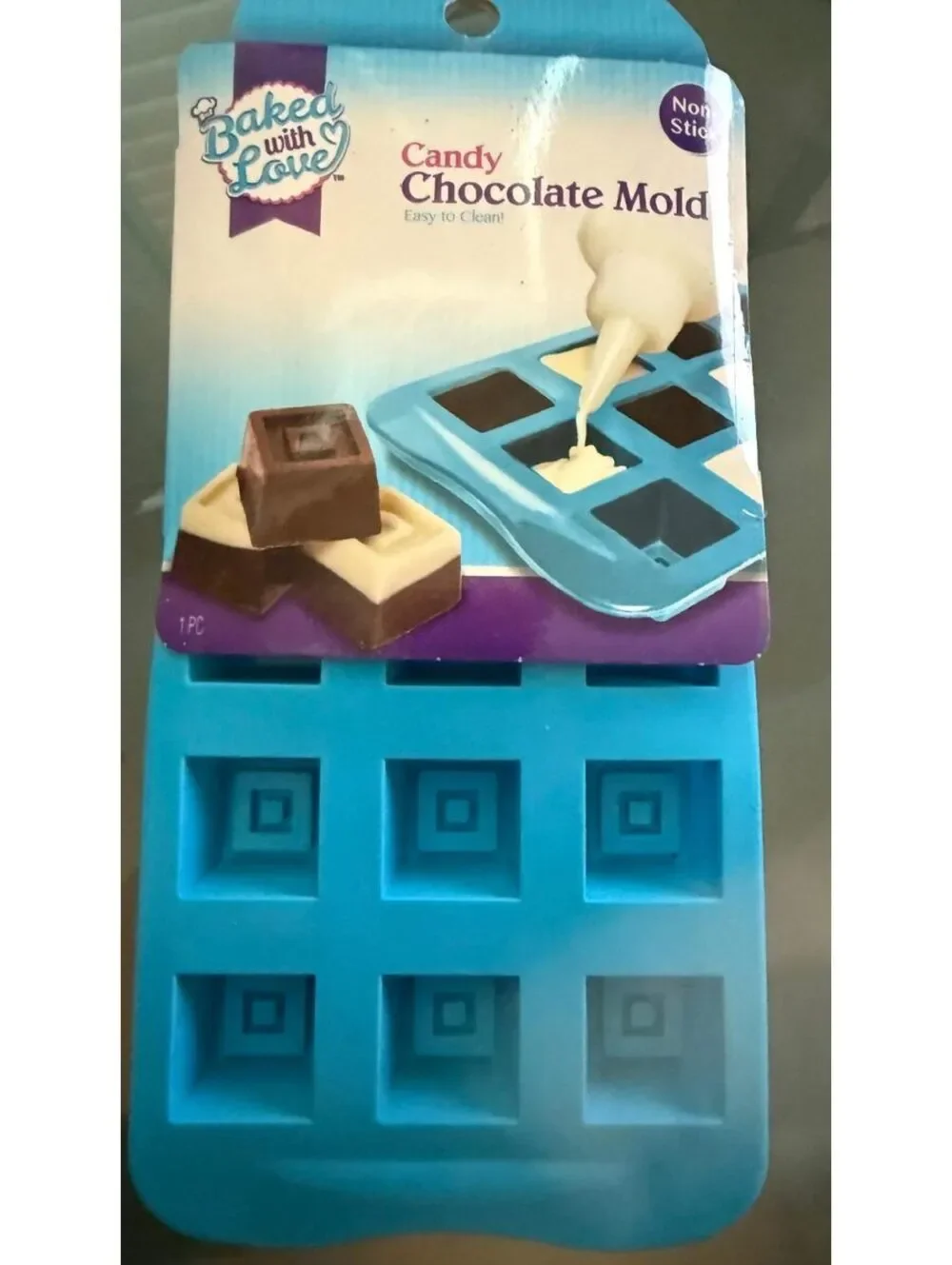 2 Pack New Baked with Love Candy Chocolate Mold easy to clean non stick